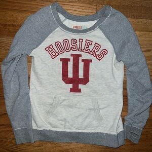 Pressbox Women's Gray and White Hoosiers Sweatshirt